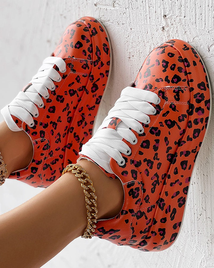 Leopard Print Platform Casual Sneakers