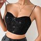 Spaghetti Strap Sequin Corset Top