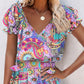 Paisley Floral Print Puff Sleeve Ruffles Casual Dress
