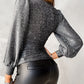 Lantern Sleeve Glitter Ruched Top
