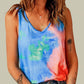 Tie Dye Print Crisscross Ruched Tank Top