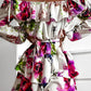 Floral Print Off Shoulder Long Sleeve Ruffle Trim Dress