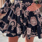 Baroque Print Frill Hem Tied Detail Dress