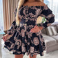 Baroque Print Frill Hem Tied Detail Dress