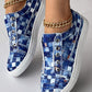 Denim Look Print Eyelet Canvas Sneakers