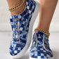 Denim Look Print Eyelet Canvas Sneakers