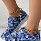 Denim Look Print Eyelet Canvas Sneakers