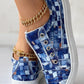 Denim Look Print Eyelet Canvas Sneakers