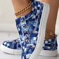 Denim Look Print Eyelet Canvas Sneakers