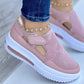 Cutout Letter Print Velcro Muffin Sneakers