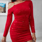 Glitter Cold Shoulder Ruched Bodycon Dress