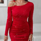 Glitter Cold Shoulder Ruched Bodycon Dress