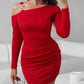 Glitter Cold Shoulder Ruched Bodycon Dress