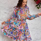 Paisley Print Ruffle Hem Shirred Waist Casual Dress