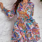 Paisley Print Ruffle Hem Shirred Waist Casual Dress