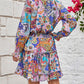 Paisley Print Ruffle Hem Shirred Waist Casual Dress