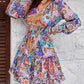 Paisley Print Ruffle Hem Shirred Waist Casual Dress