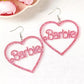 1Pair Glitter Barbie Hollow Heart Hook Earrings