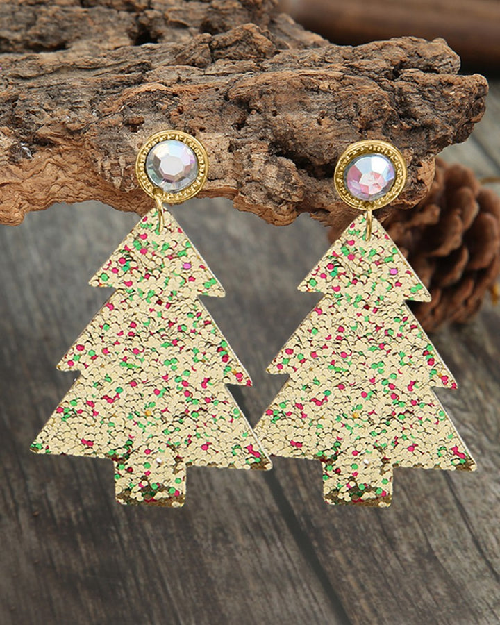 1Pair Christmas Tree Shaped LED Light Up Drop Earrings