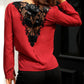 Lace Crochet Back Surplice Front Blouse