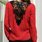 Lace Crochet Back Surplice Front Blouse