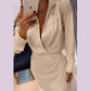 Turn down Collar Ruched Wrap Casual Dress