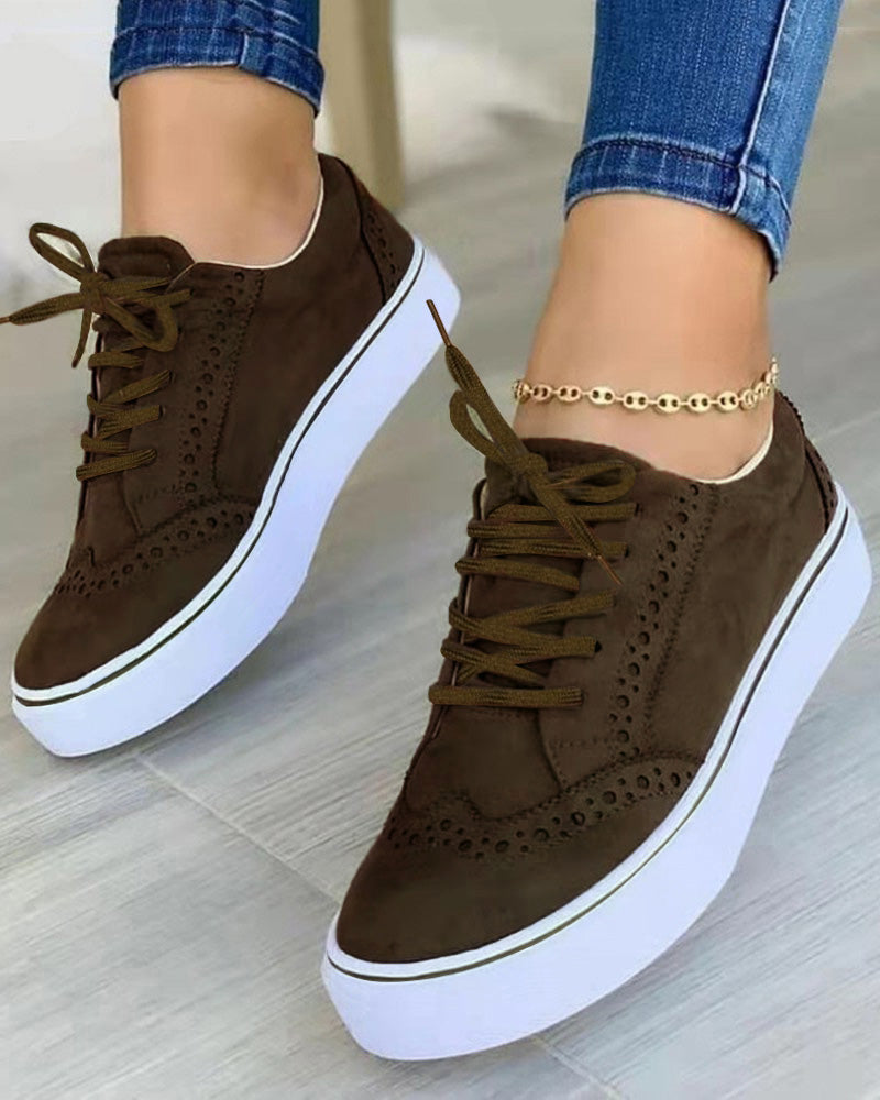 Hollow Out Lace up Sneakers