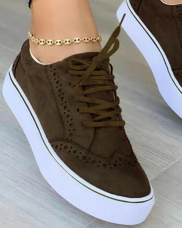 Hollow Out Lace up Sneakers