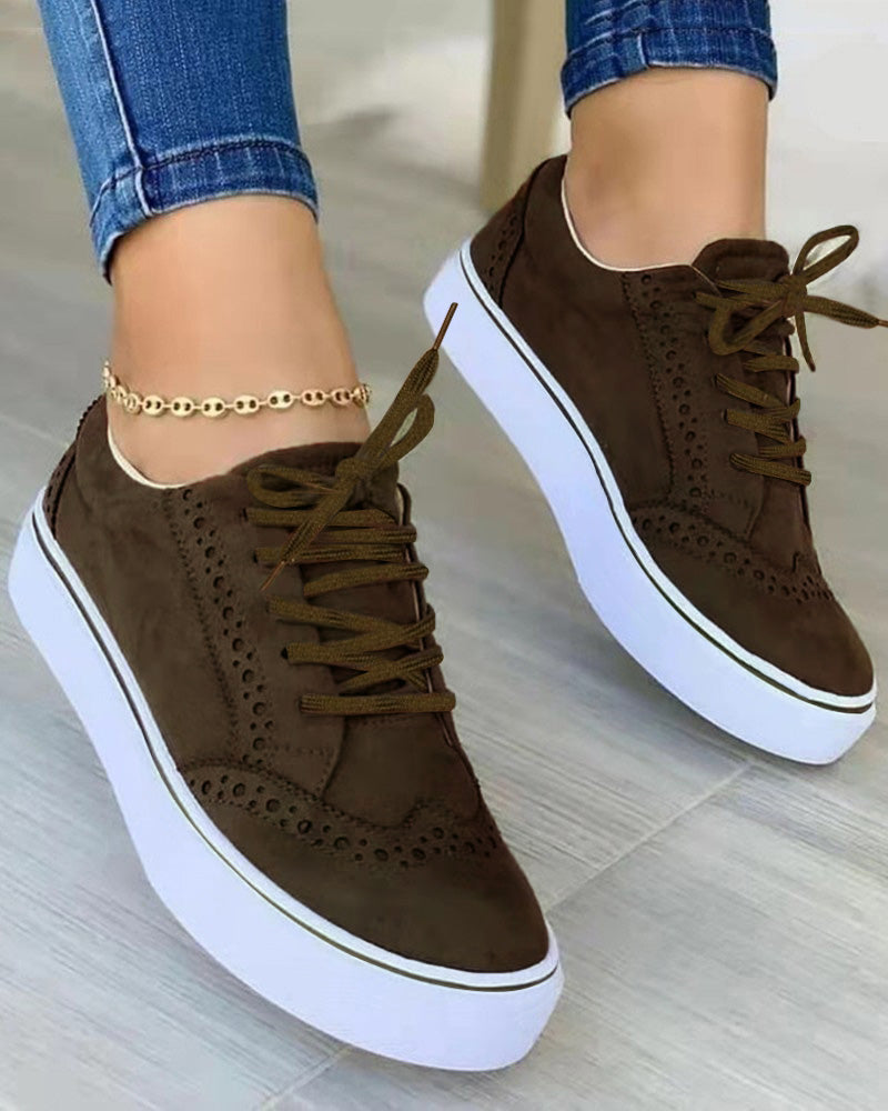 Hollow Out Lace up Sneakers