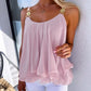 Ruffle Hem Flowy Metal Strap Tank Top