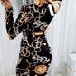 Baroque Chain Print Drawstring Ruched Bodycon Dress