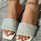 Rhinestone Wide Strap Beach Slippers