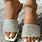 Rhinestone Wide Strap Beach Slippers