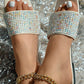 Rhinestone Wide Strap Beach Slippers
