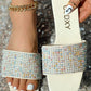 Rhinestone Wide Strap Beach Slippers