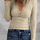 Notch Neck Long Sleeve Top