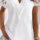 Lace Patch Ruched V Neck Top