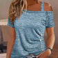 Cold Shoulder Buttoned Ruched T shirt