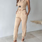 Buckled Tank Top & Pocket Design Cuffed Pants Set