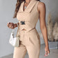 Buckled Tank Top & Pocket Design Cuffed Pants Set