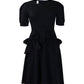 Puff Sleeve Round Neck Bowknot Design Casual Dress