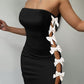 Bowknot Decor Bandeau Hollow Out Party Dress