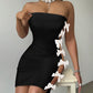 Bowknot Decor Bandeau Hollow Out Party Dress
