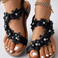 Floral Pattern Toe Ring Slingback Beach Sandals