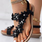 Floral Pattern Toe Ring Slingback Beach Sandals