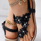 Floral Pattern Toe Ring Slingback Beach Sandals