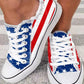Fringe Hem American Flag Lace up Canvas Shoes