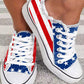 Fringe Hem American Flag Lace up Canvas Shoes