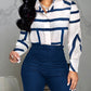 Striped Print Shirt & High Waist Pants Set