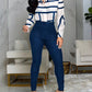 Striped Print Shirt & High Waist Pants Set